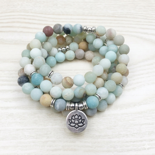 108 Natural Matte Amazonite Stone Mala Prayer Beads