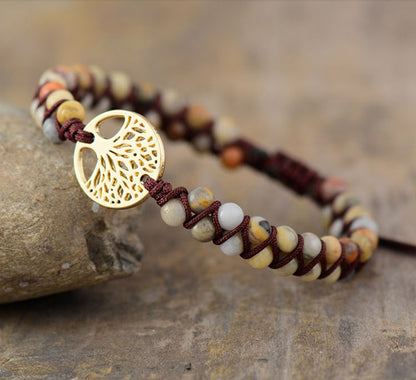 Natural Agate Tree Of LIfe Yoga Bracelet