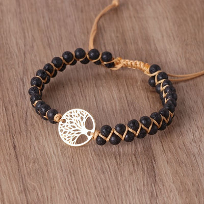 Natural Agate Tree Of LIfe Yoga Bracelet