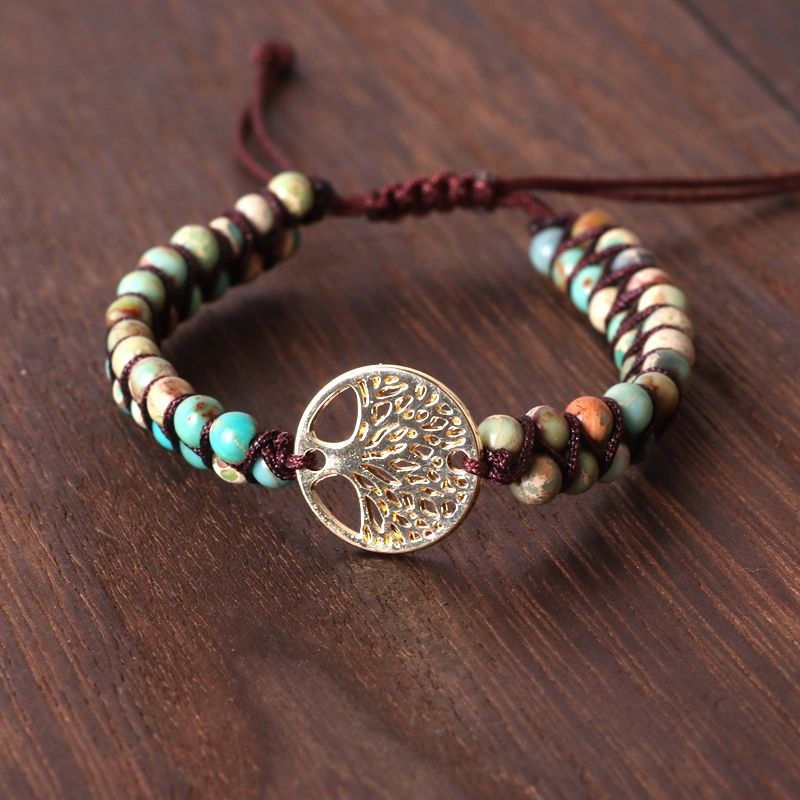 Natural Agate Tree Of LIfe Yoga Bracelet
