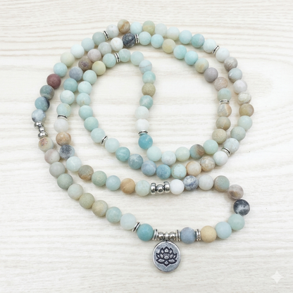 108 Natural Matte Amazonite Stone Mala Prayer Beads