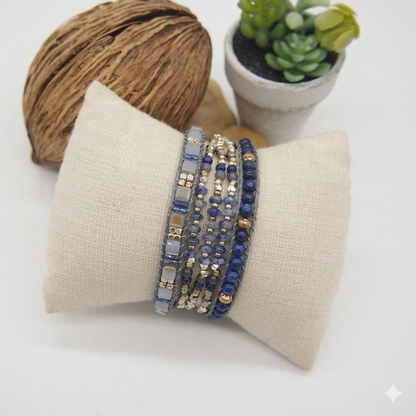 Natural Lapis Lazuli & Blue Aventurine Wrap Bracelet