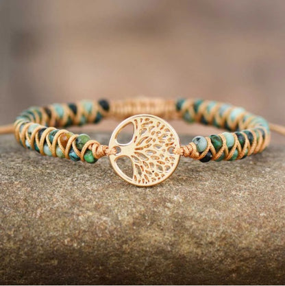 Natural Agate Tree Of LIfe Yoga Bracelet