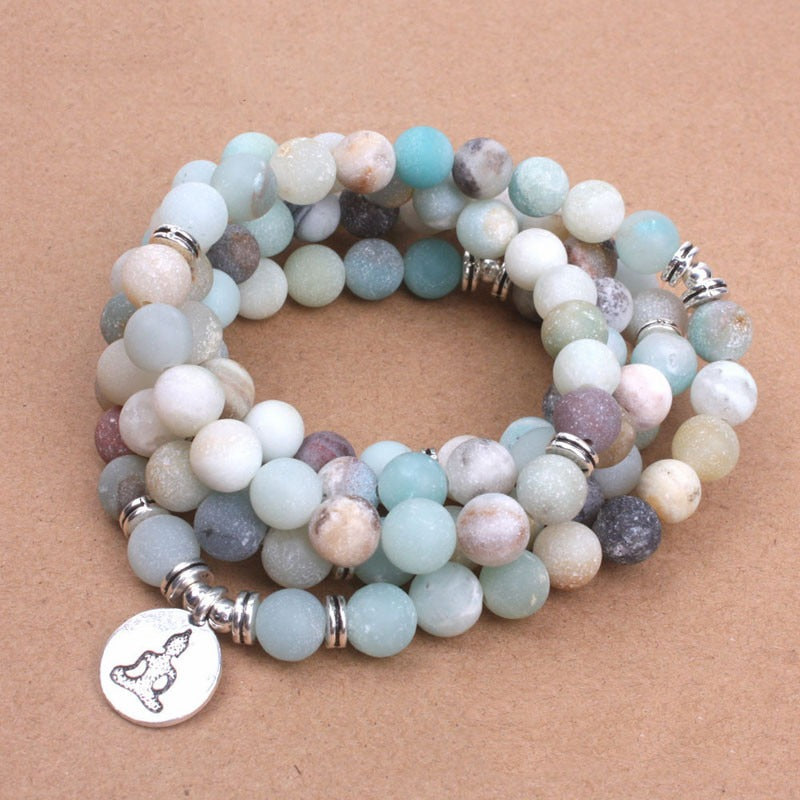 108 Natural Matte Amazonite Stone Mala Prayer Beads