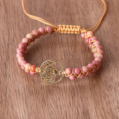 Natural Agate Tree Of LIfe Yoga Bracelet
