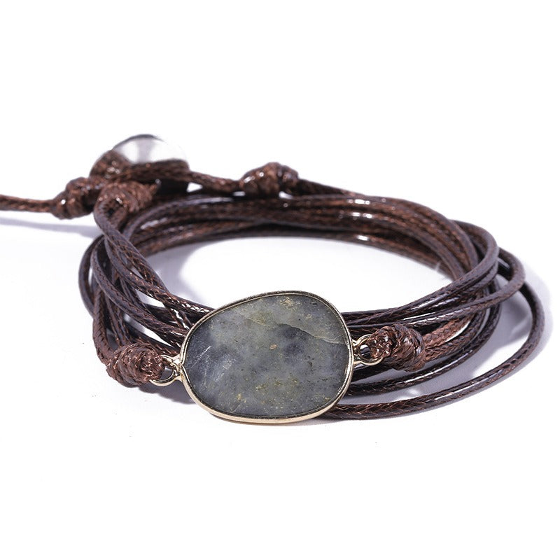 Handmade Natural Labradorite Gemstone Wrap Bracelet