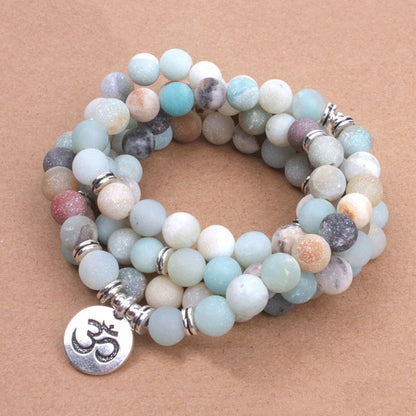 108 Natural Matte Amazonite Stone Mala Prayer Beads