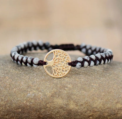 Natural Agate Tree Of LIfe Yoga Bracelet
