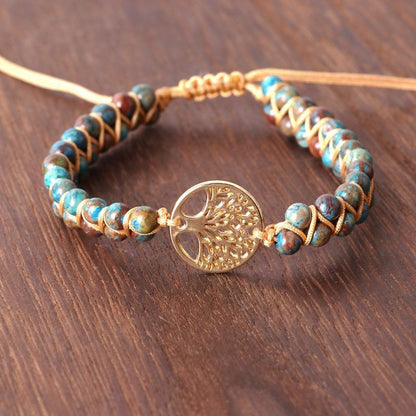 Natural Agate Tree Of LIfe Yoga Bracelet