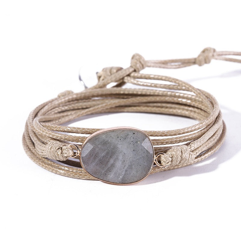 Handmade Natural Labradorite Gemstone Wrap Bracelet