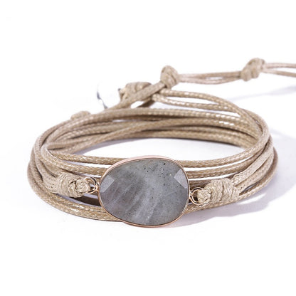 Handmade Natural Labradorite Gemstone Wrap Bracelet