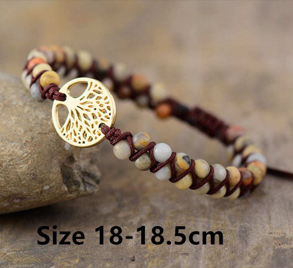 Natural Agate Tree Of LIfe Yoga Bracelet