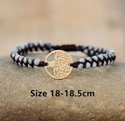Natural Agate Tree Of LIfe Yoga Bracelet