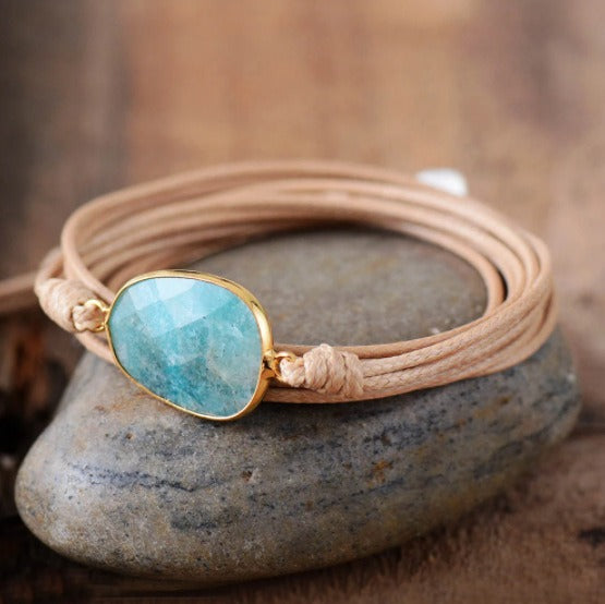Handmade Natural Labradorite Gemstone Wrap Bracelet