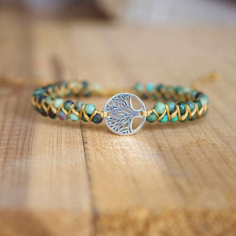 Natural Agate Tree Of LIfe Yoga Bracelet