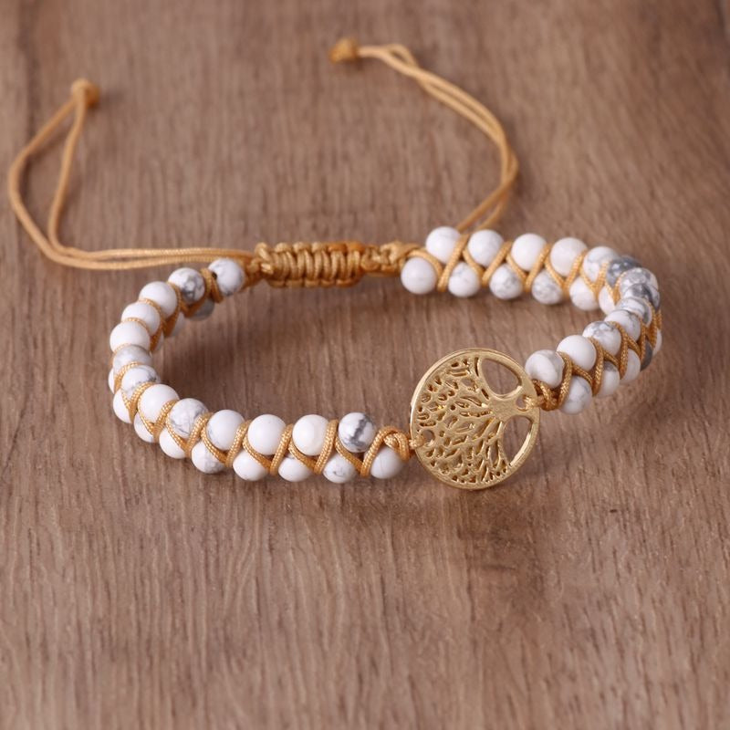 Natural Agate Tree Of LIfe Yoga Bracelet
