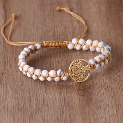 Natural Agate Tree Of LIfe Yoga Bracelet