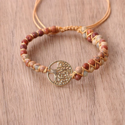 Natural Agate Tree Of LIfe Yoga Bracelet