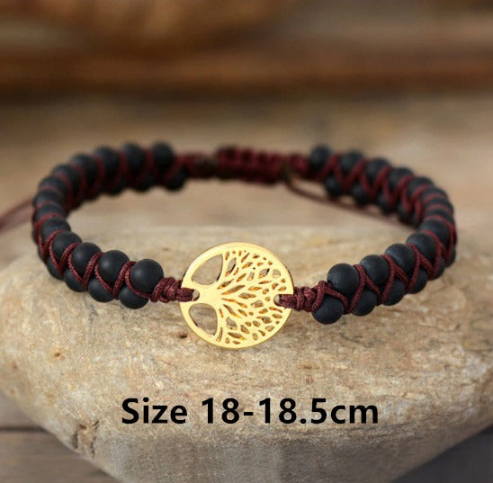 Natural Agate Tree Of LIfe Yoga Bracelet