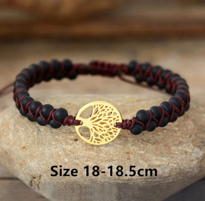 Natural Agate Tree Of LIfe Yoga Bracelet