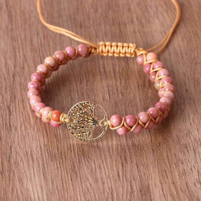 Natural Agate Tree Of LIfe Yoga Bracelet